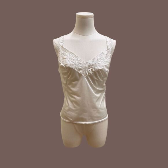 Vintage 1970s Vanity Fair White Satin Camisole - Size 38 - Picture 1 of 5